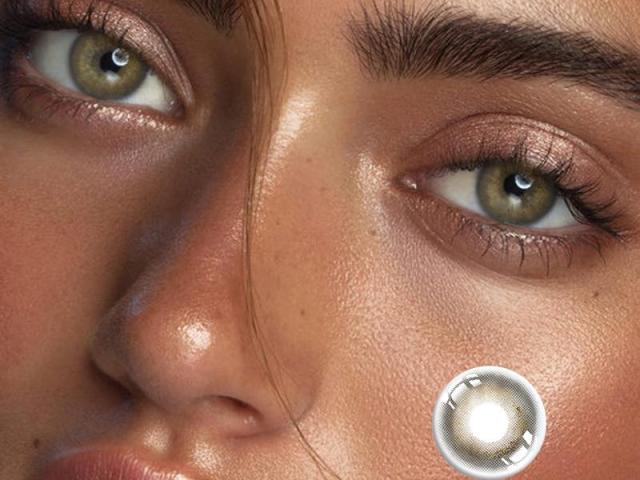 Hazy Coffee 4-Tone Micro Glitter Rim Contacts | Mist Coffee Plano Lenses for Daily, Dating, Festival & Glitter Eye Makeup Looks