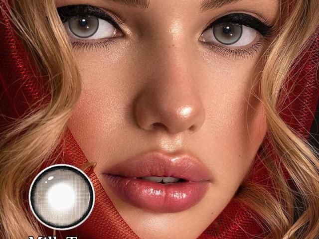 Oversized 14.5mm Milk Tea Creamy Dolly Eye Prescription Lenses | 0.00 to -8.00 Diopter Cosmetic Contacts