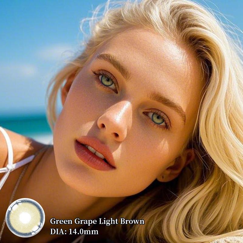 Green Grape 2-Tone Soft Gradient Cosmetic Contacts | 14.0mm Fresh Fruit-Tone Dolly Lenses with ISO CE Certification