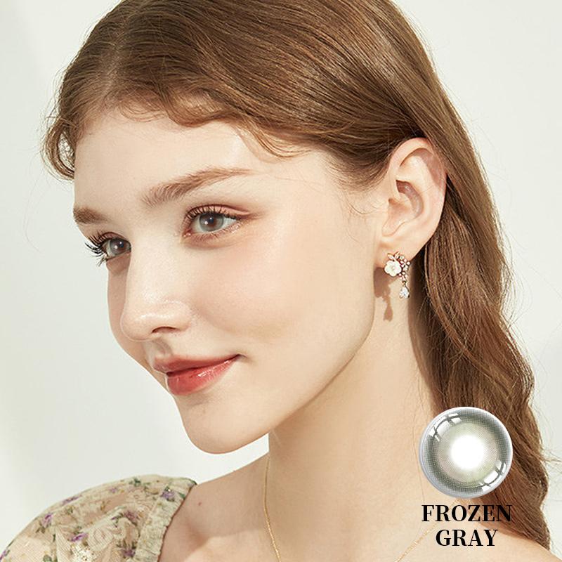 Frozen  3-Tone 14.2mm Myopia Colored Contact Lenses | ISO 13485 CE Certified Fine Mesh Icy Mixed Race Cosmetic Contacts Lenses