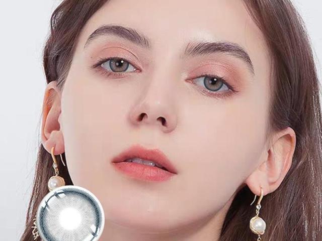 14.0mm Lily Blue Gray 2-Tone Plano Colored Contacts | ISO 13485 CE Certified Fine Mesh Dot Cool Blue-Gray Natural Cosmetic Lenses