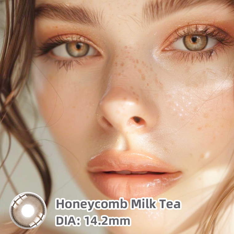 Drizzle Honey Warmth Into Your Eyes — Honeycomb Milk Tea 4-Tone Lenses for That Sweet, Sticky Glow